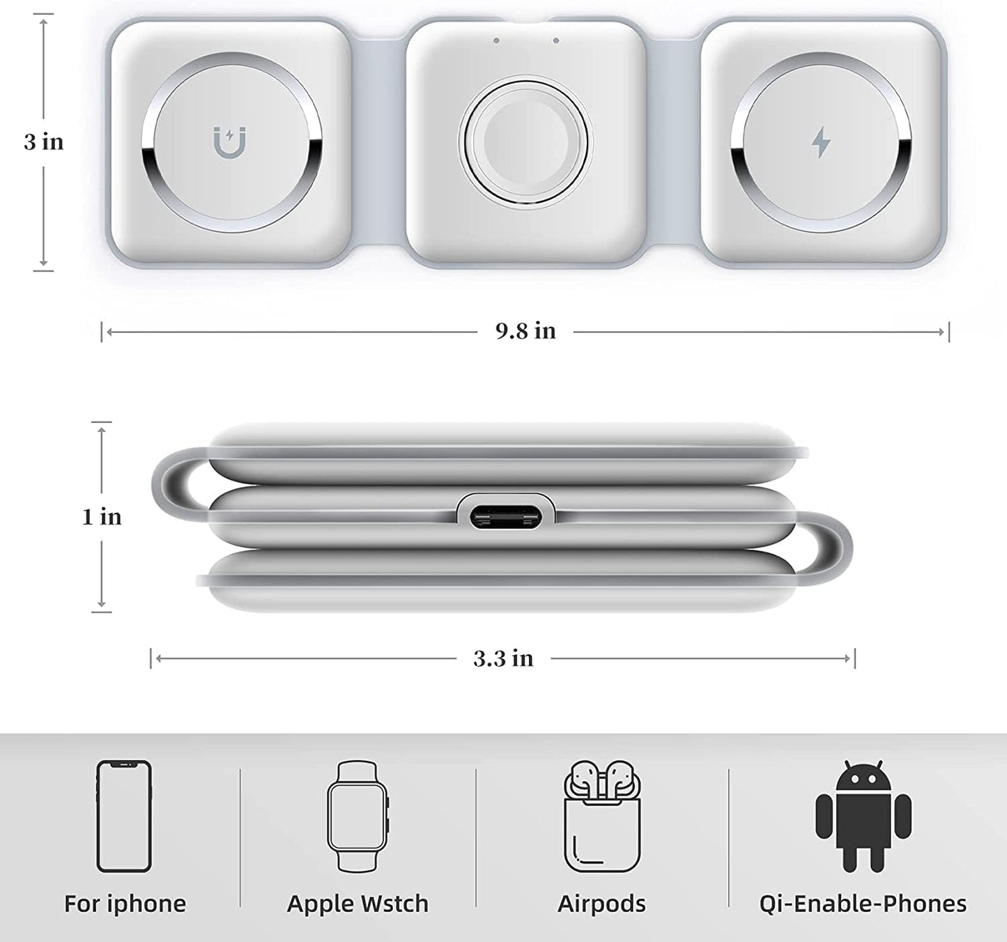 3-in-1 Qi Wireless Charging for IOS Devices